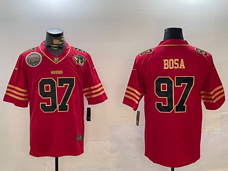 Men San Francisco 49ers 97 Bosa Red Gold 2024 Nike Limited NFL Jersey style 12301